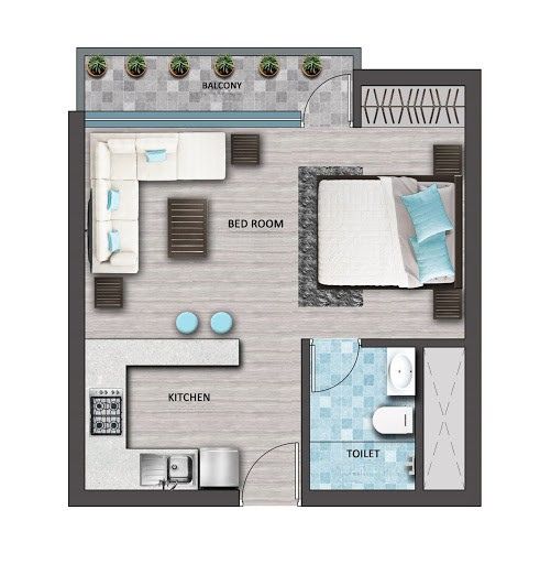 MyZone Noida 143 1 BHK Floor Plan